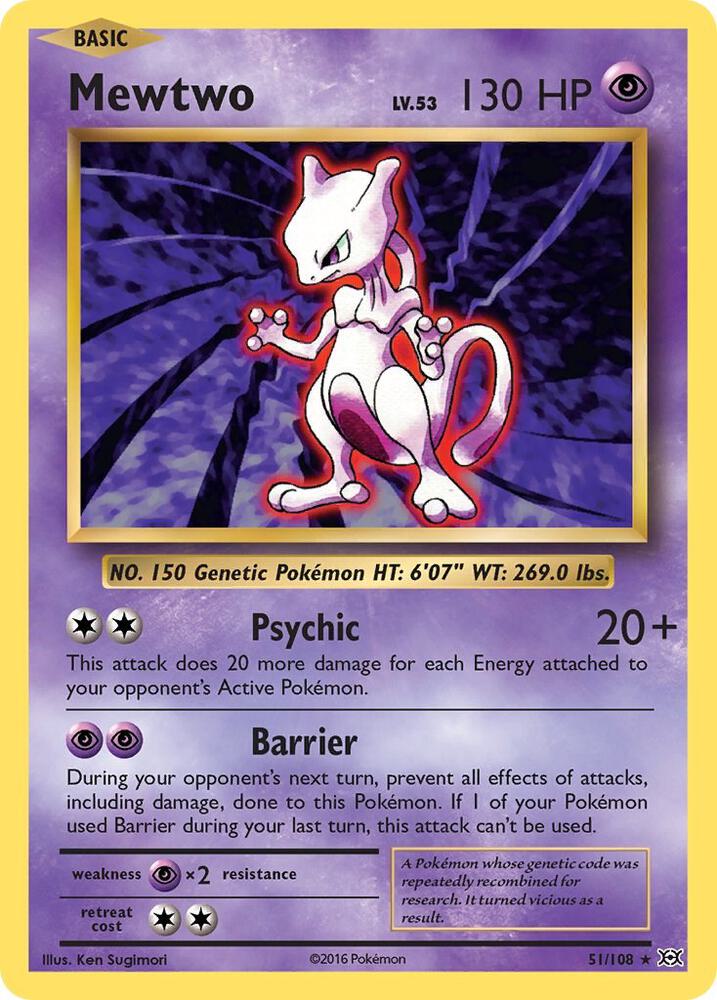 Mewtwo 051/108 (EVO) Rare - Moderate Play