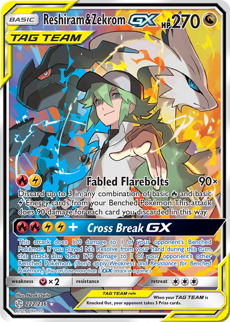 Reshiram & Zekrom GX (Full Art) - 222/236 (CEC) Ultra Rare - Near Mint Reshiram & Zekrom GX (Full Art) - 222/236 (CEC) Ultra Rare - Near Mint