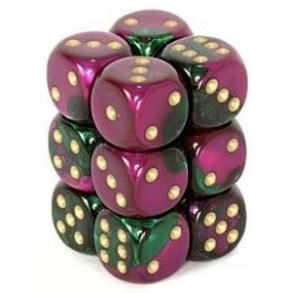 CHX26634: Gemini - 16mm D6 Green-Purple w/gold (12)