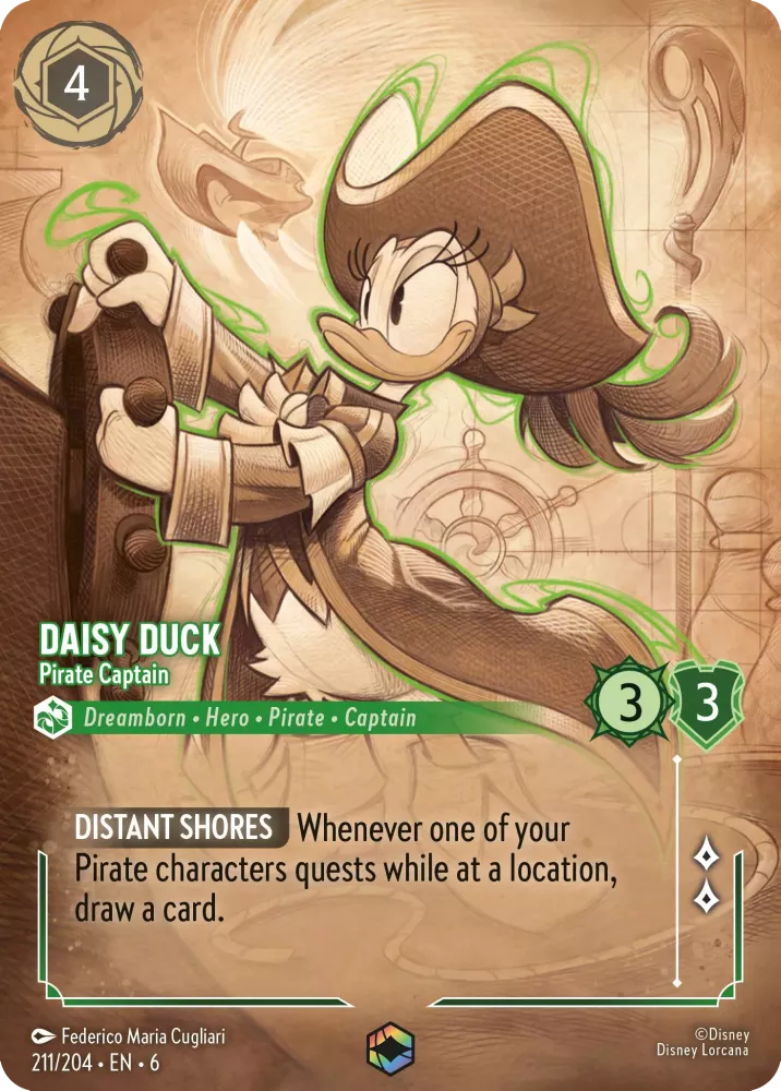 Daisy Duck - Pirate Captain (Azurite Sea 211/204) Enchanted - Near Mint Holofoil