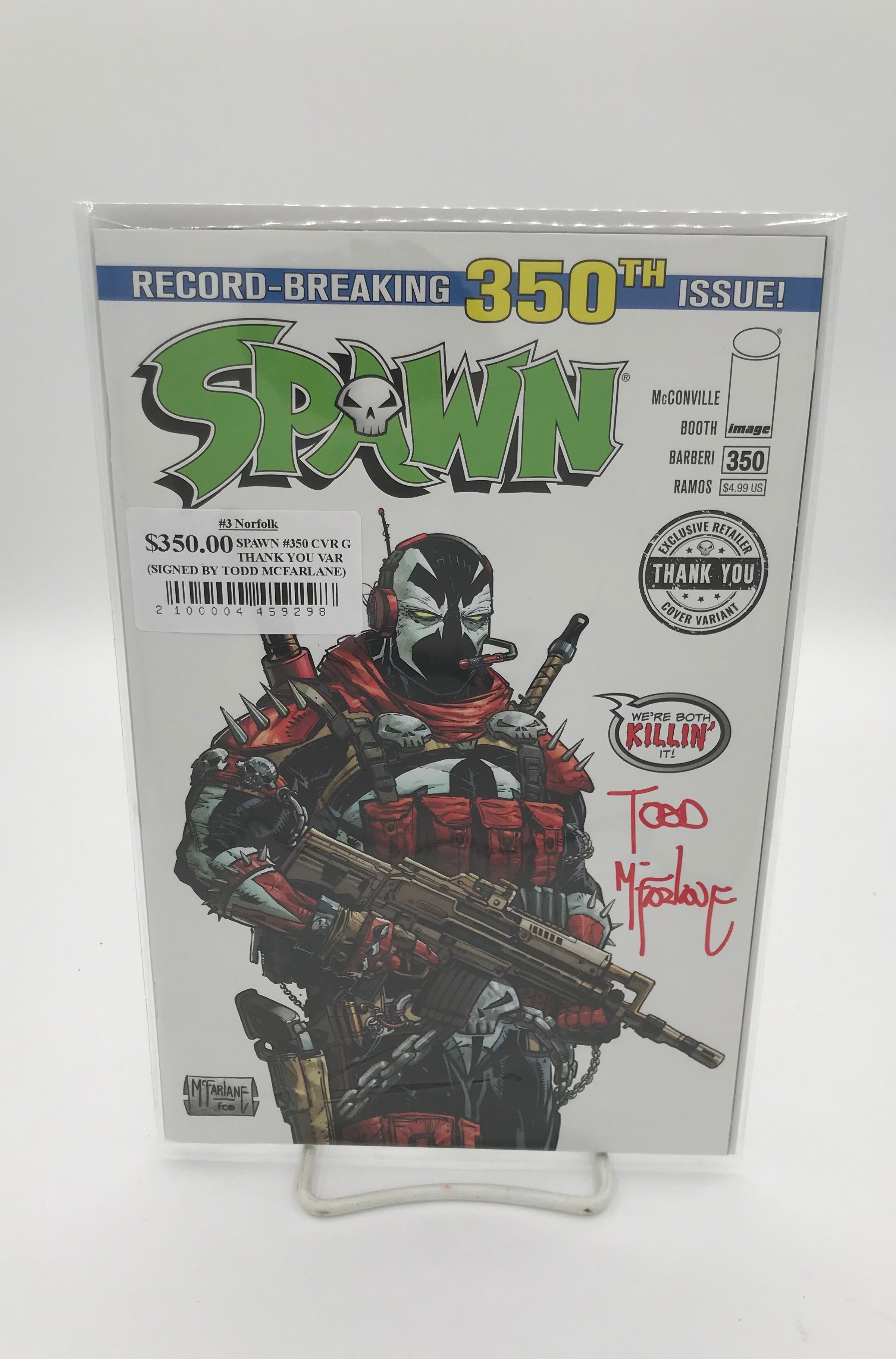 SPAWN #350 CVR G THANK YOU VAR (SIGNED BY TODD MCFARLANE)