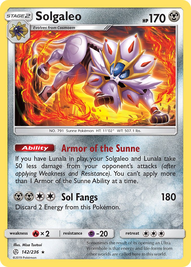 Solgaleo - 142/236 (CEC) Holo Rare - Near Mint Holofoil