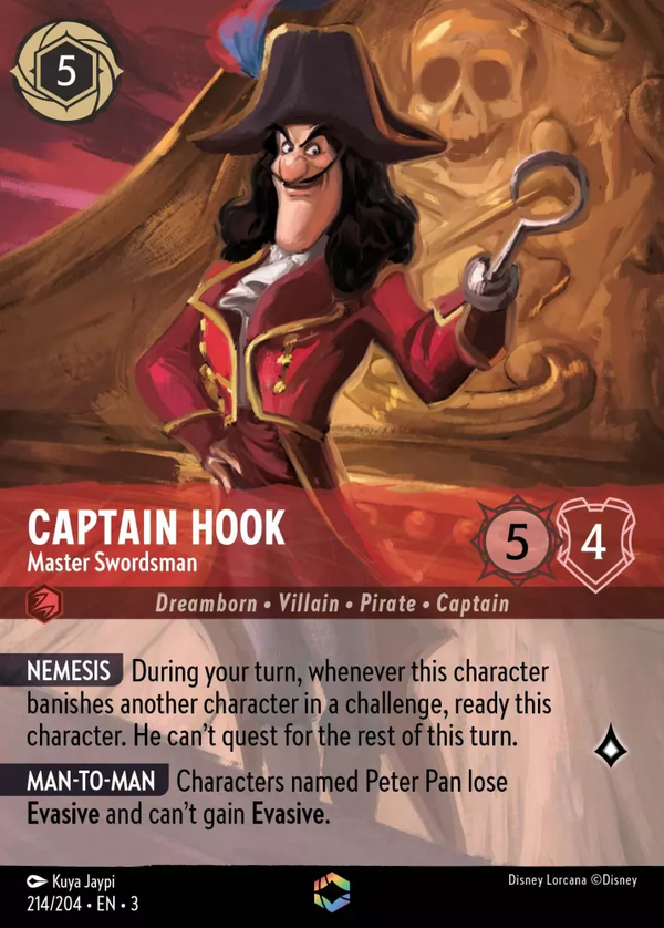 Captain Hook - Master Swordsman (Alternate Art) (Into the Inklands 214/204) Enchanted - Near Mint Holofoil