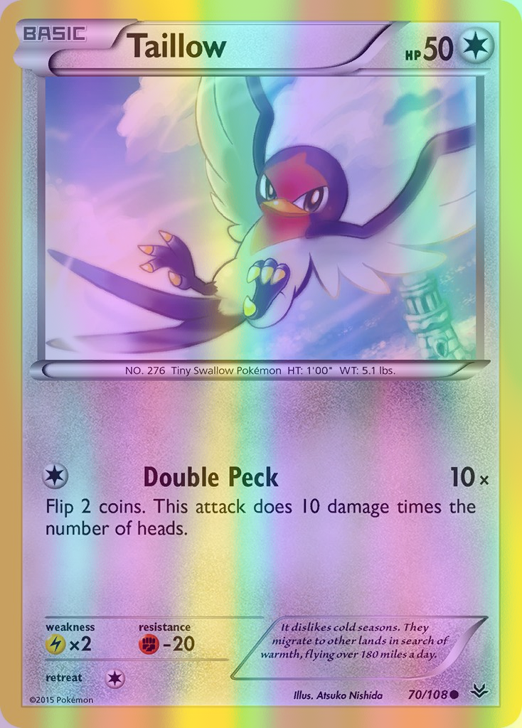 Taillow - 070/108 (ROS) Common - Near Mint Reverse Holofoil