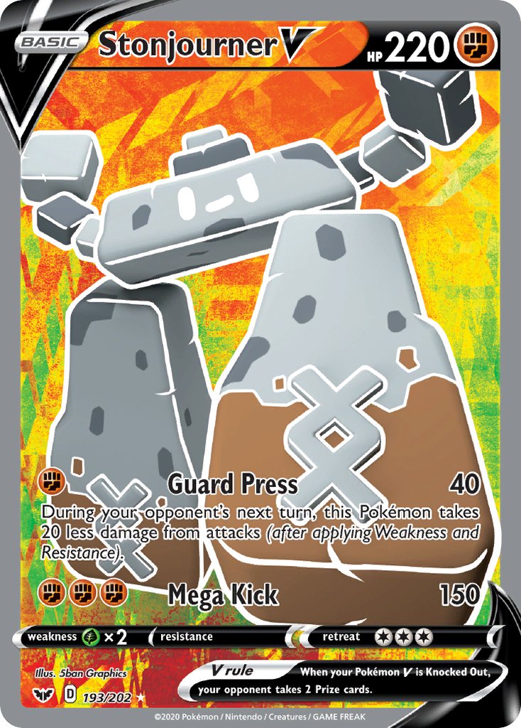 Stonjourner V (Full Art) - 193/202 (SWSH01) Ultra Rare - Near Mint Holofoil