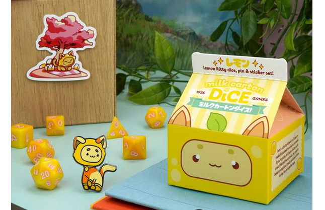 Milk Carton Kawaii Cat Dice: Fruit Meadows -