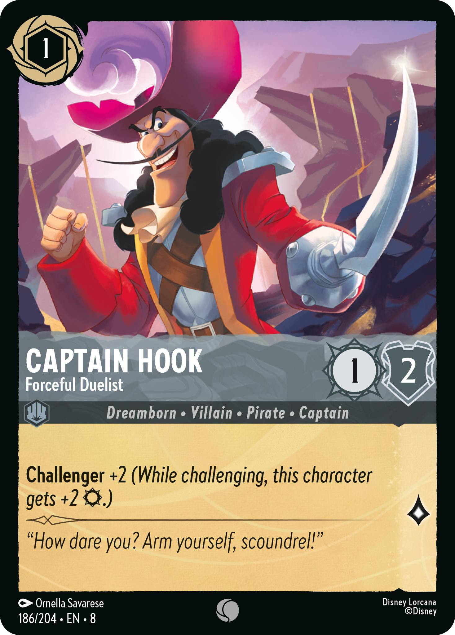 Captain Hook - Forceful Duelist (Reign of Jafar - 186/204 ) Common