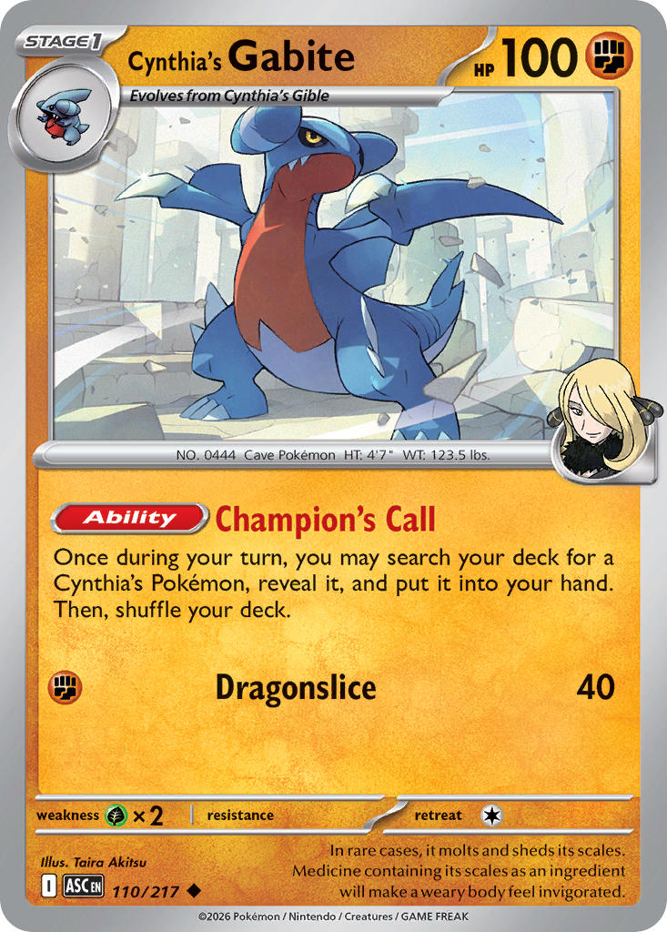 Cynthia's Gabite - 110/217 (ASC) Uncommon