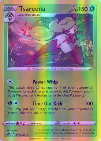 Tsareena - 016/189 (SWSH03) Rare - Near Mint Reverse Holofoil