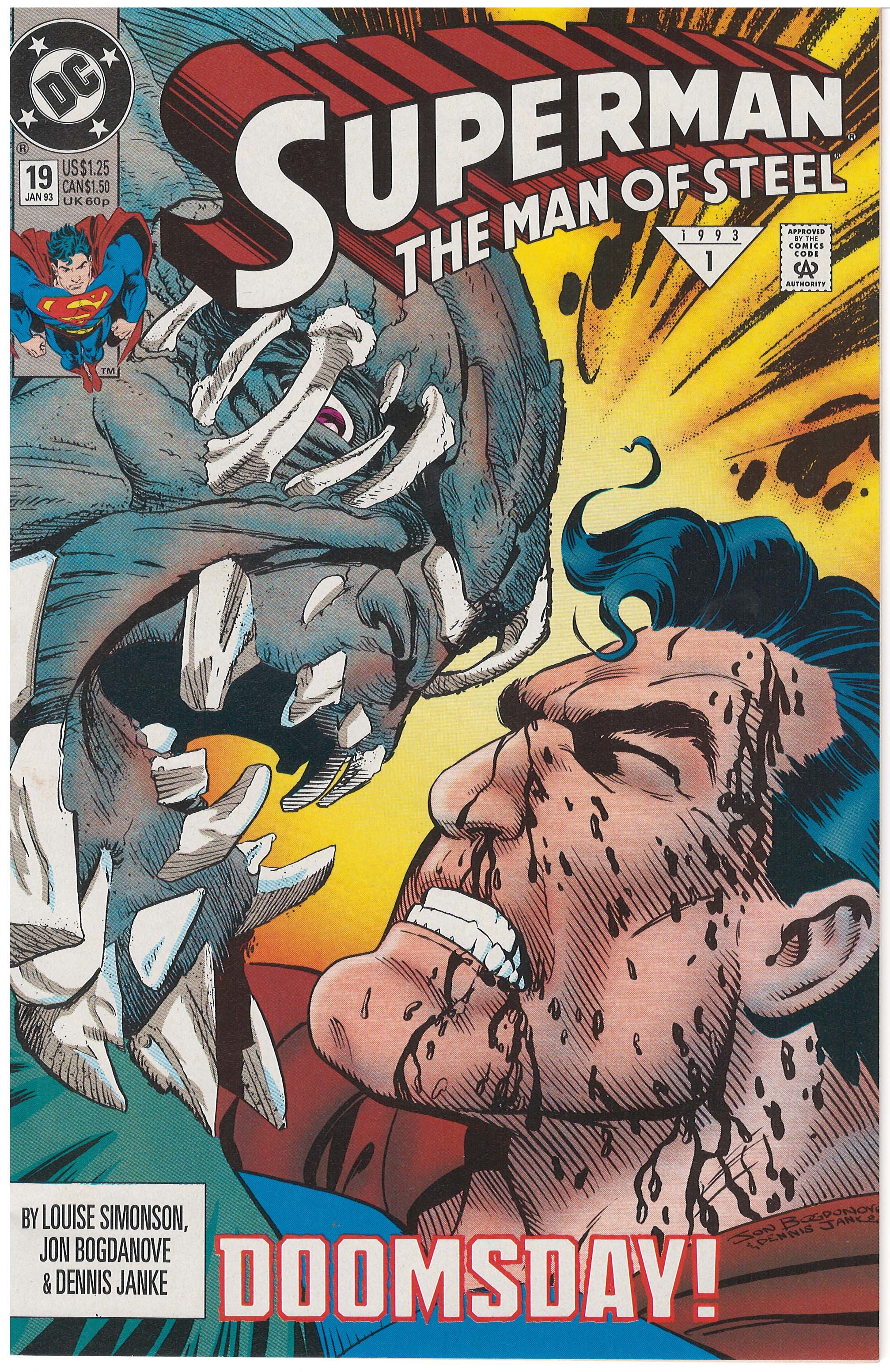 Superman: Man of Steel (1991 Series) #19 (9.4) Doomsday Full Reveal