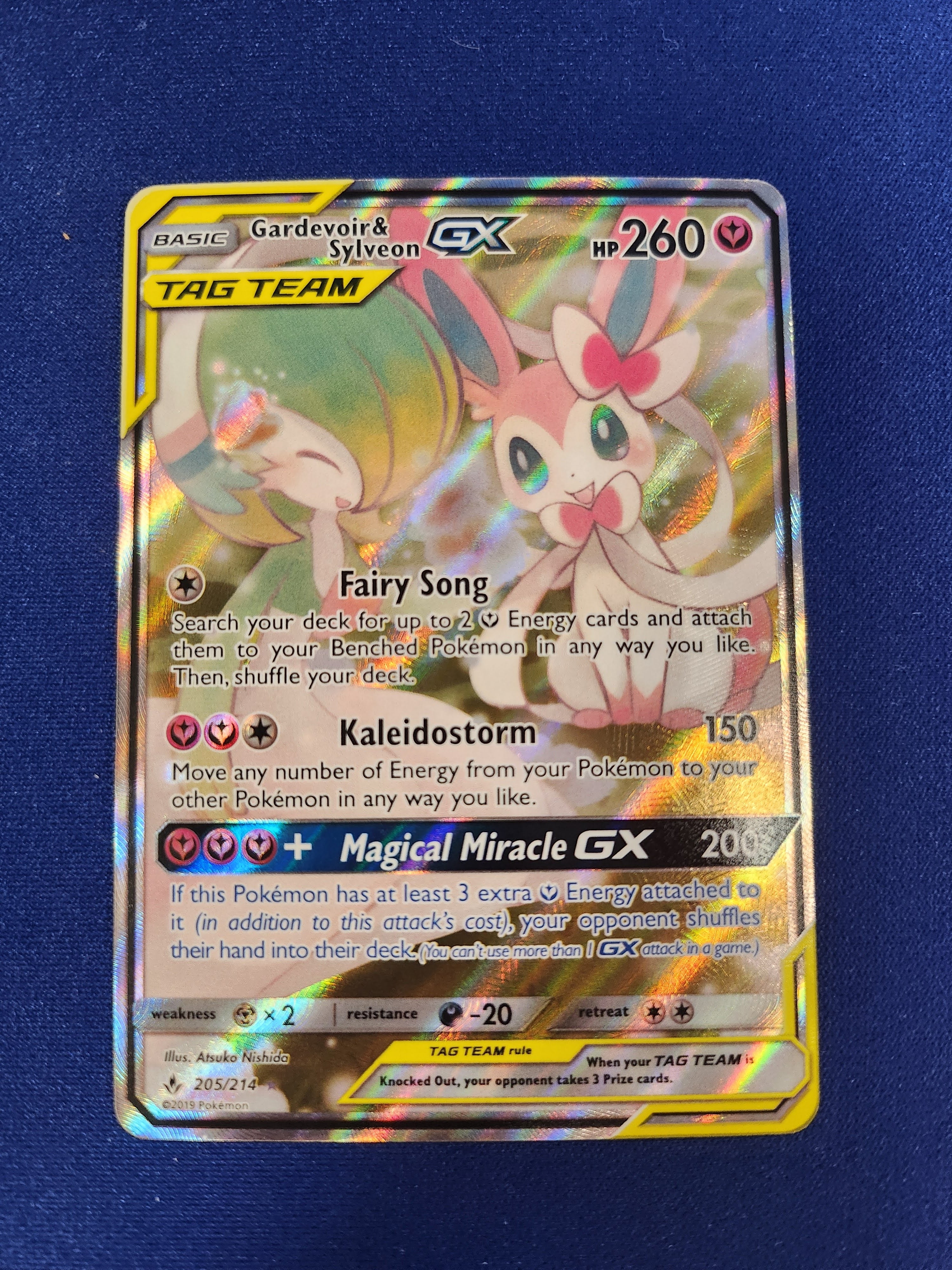pokemon sylveon gx card Gardevoir & Sylveon GX (205/214) Heavy Play