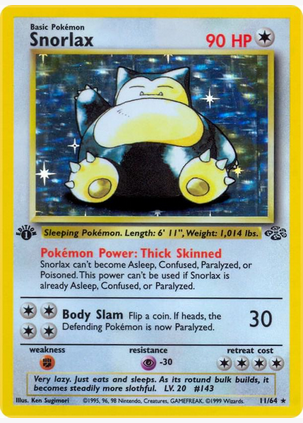 Snorlax - 11/64 (JU) Holo Rare - Heavily Played Unlimited Holofoil