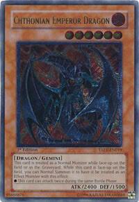 Chthonian Emperor Dragon (TAEV-EN019) Ultimate Rare - Light Played 1st Edition
