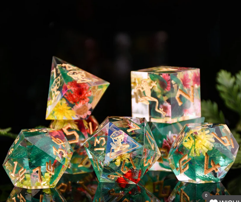 Rainforest Ecosystem Sharp-Edged Resin Dice Set