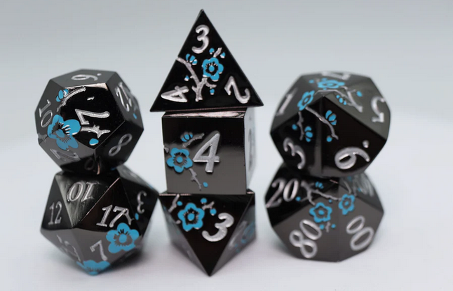 Metallic Bouquet: Dark Blue Pimpernel - Metal RPG Dice Set