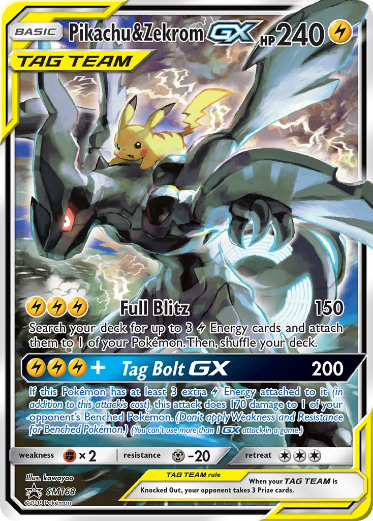 Pikachu & Zekrom GX - SM168 (SM:PR) Promo - Near Mint Holofoil