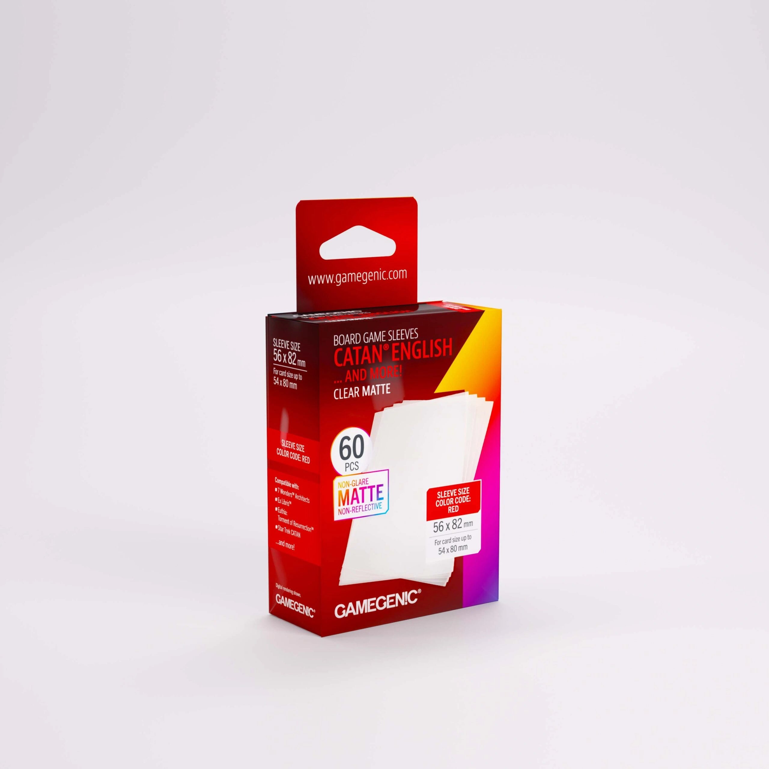 GameGenic: Board Game Sleeves - Matte Clear: Catan English (Red 60ct)