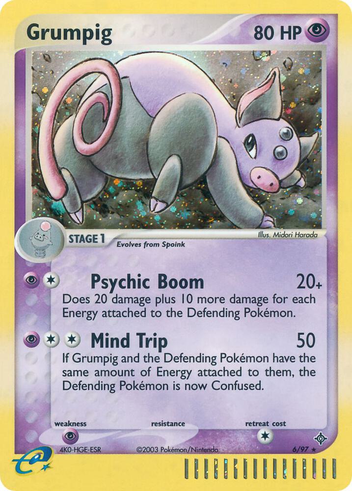 Grumpig - 6/97 (DR) Holo Rare - Damaged Reverse Holofoil