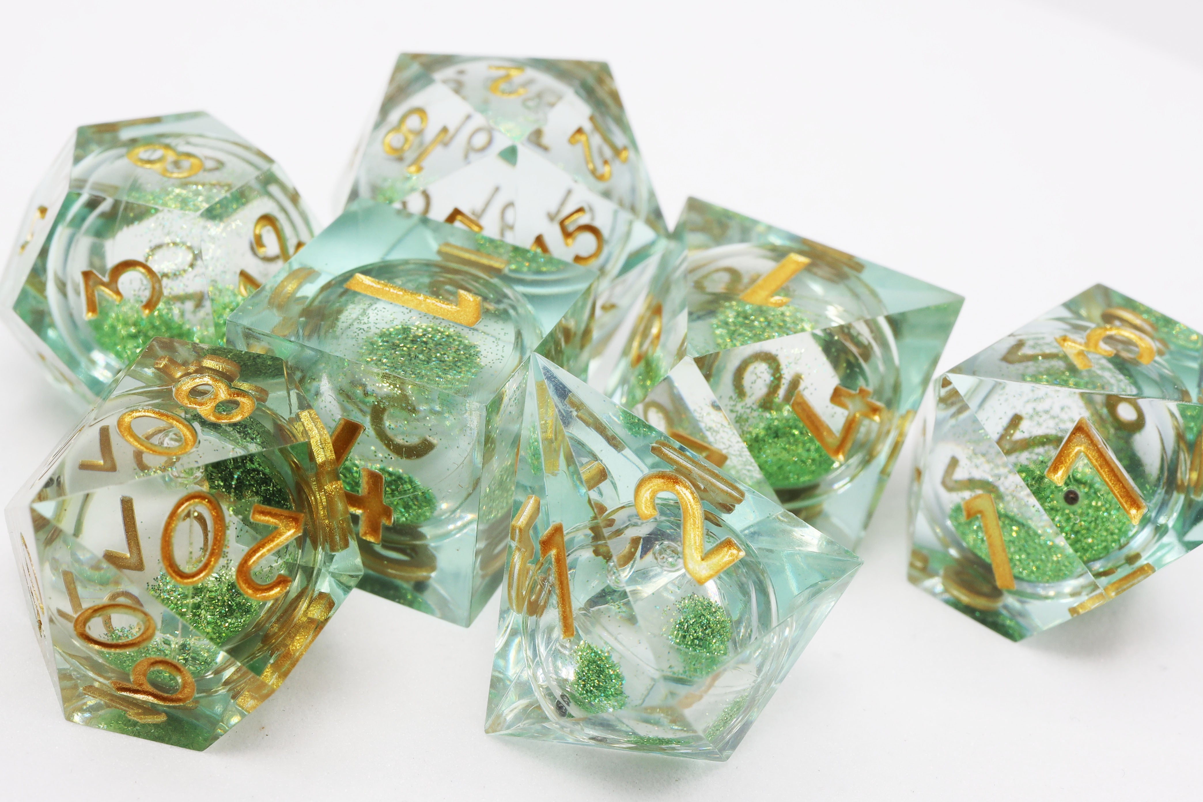 Sharp Edge Liquid Core RPG Dice Set - Mint Green