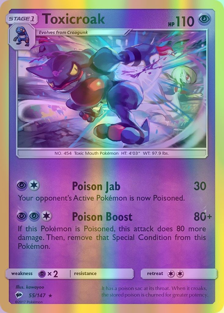 Toxicroak - 055/147 (SM:BUS) Rare - Near Mint Reverse Holofoil