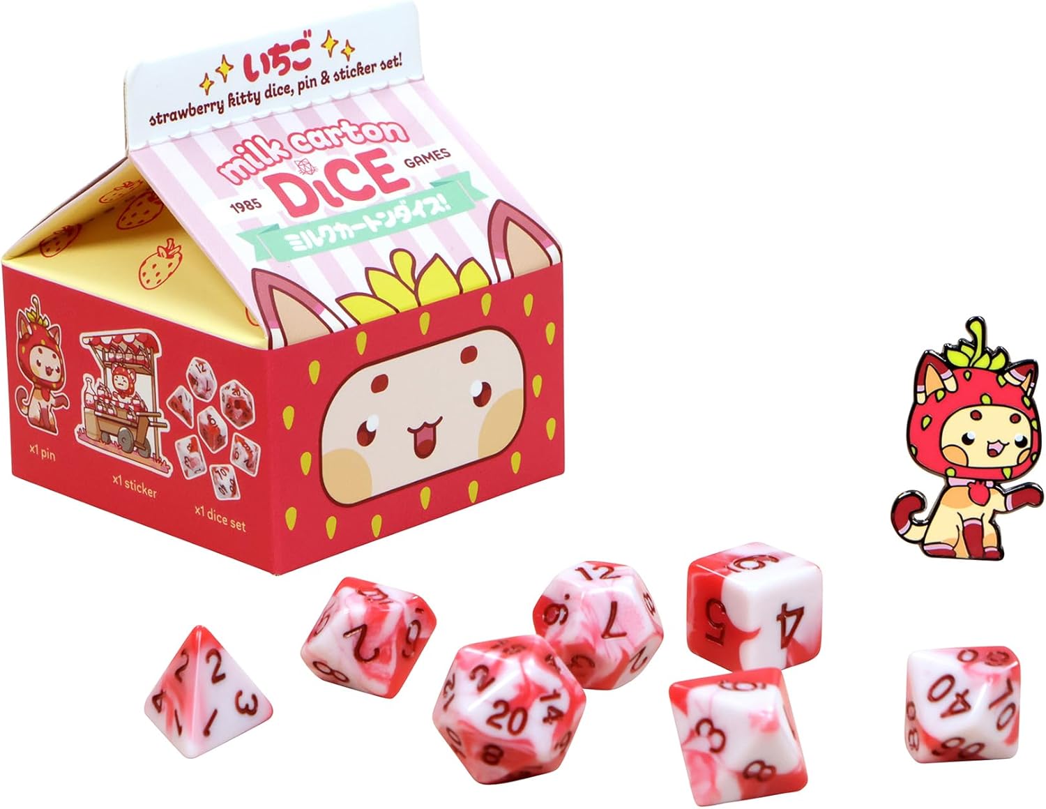 Milk Carton Kawaii Cat Dice: Fruit Meadows -