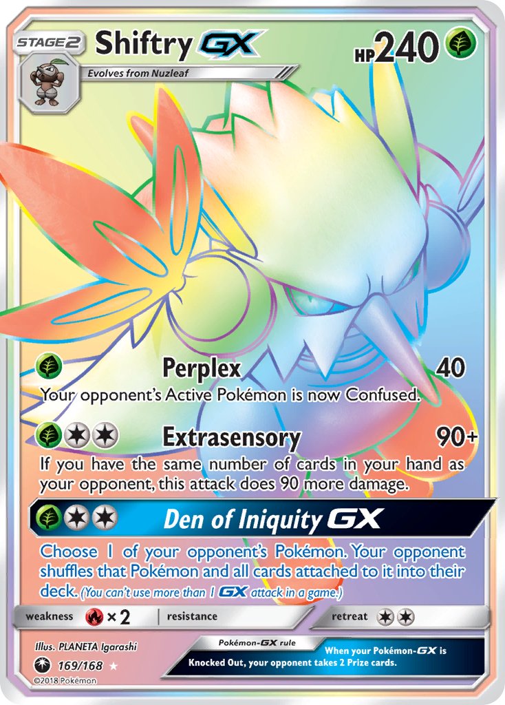 Shiftry GX (Secret) - 169/168 (CES) Secret Rare - Near Mint Holofoil