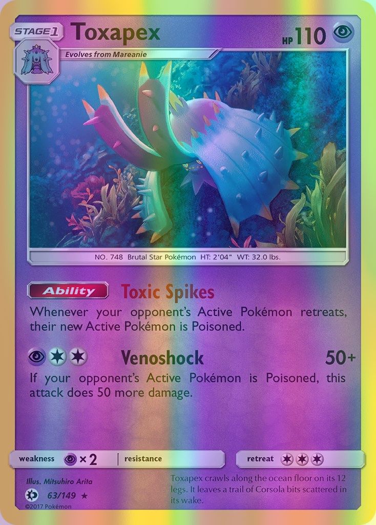 Toxapex - 063/149 (SM01) Holo Rare - Near Mint Reverse Holofoil