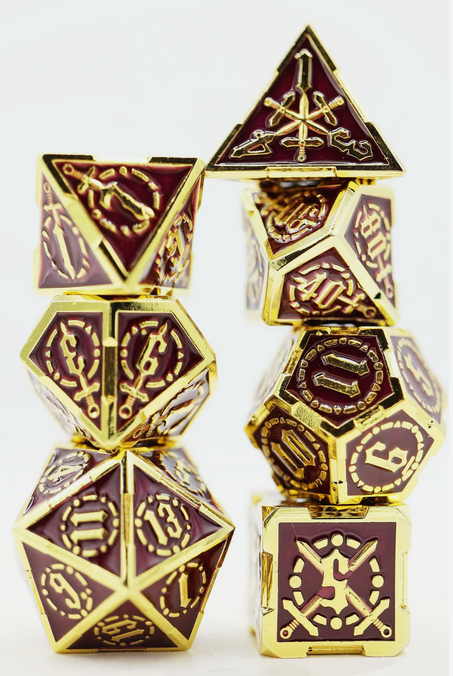 Crossed Swords: Royal Amethyst Sword - Metal RPG Dice Set