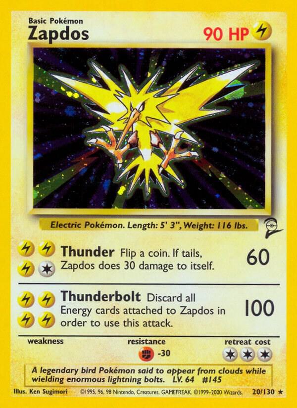 Zapdos - 020/130 (BS2) Holo Rare - Moderate Play Holofoil