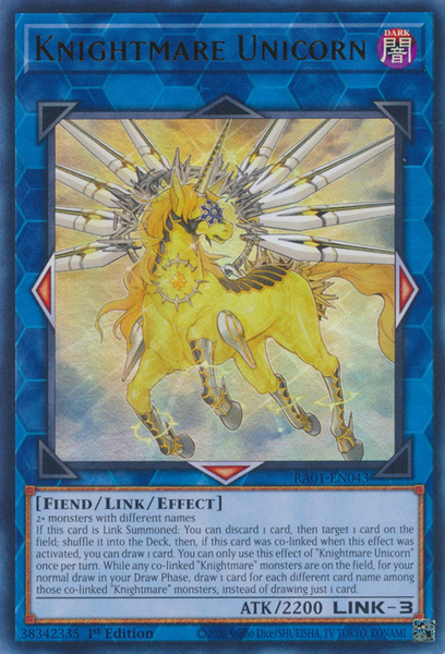 Knightmare Unicorn (RA01-EN043) Prismatic Ultimate Rare - Near Mint 1st Edition