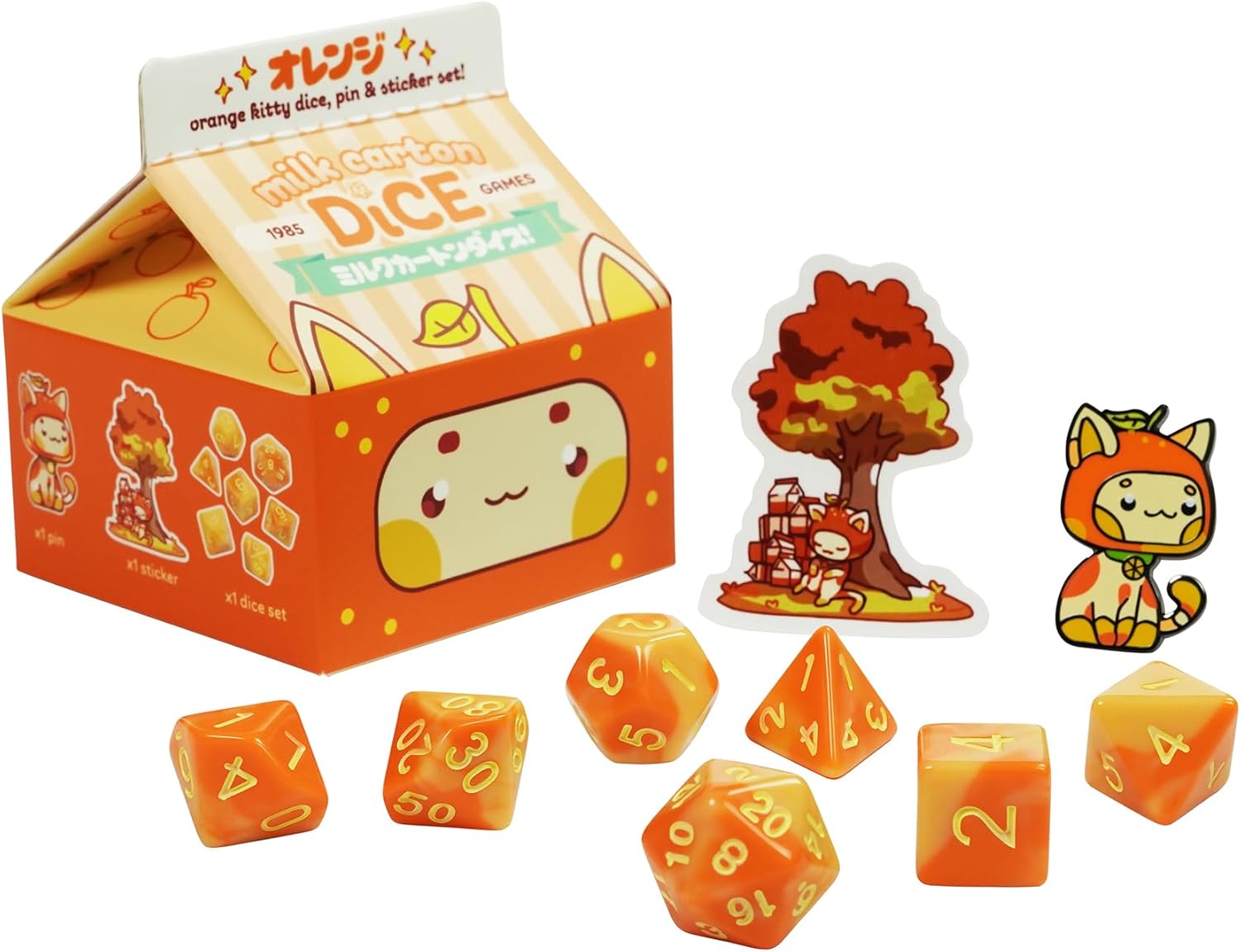 Milk Carton Kawaii Cat Dice: Fruit Meadows -