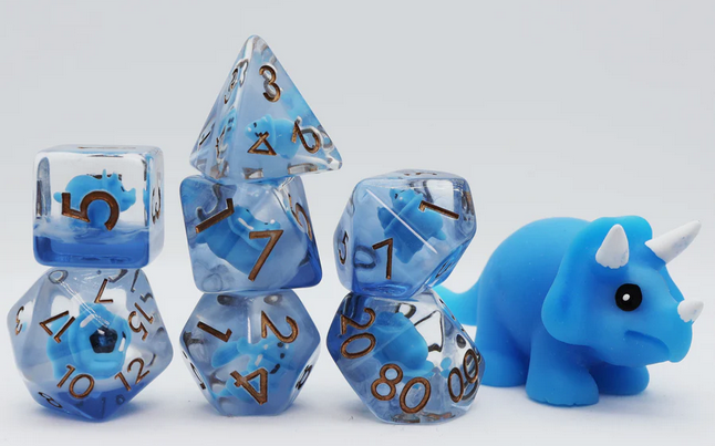 Blue Triceratops RPG Dice Set