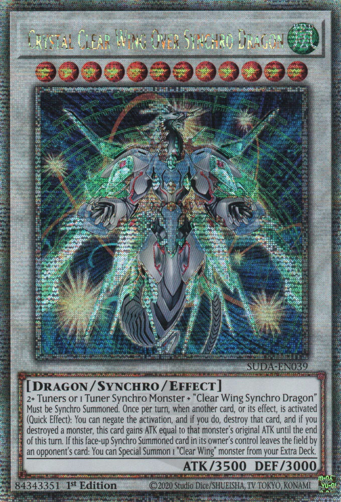 Crystal Clear Wing Over Synchro Dragon (SUDA-EN039) Quarter Century Secret Rare - Near Mint 1st Edition