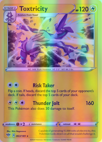 Toxtricity - 063/189 (SWSH03) Holo Rare - Near Mint Reverse Holofoil