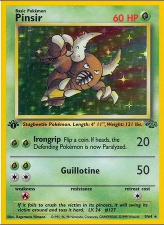 Pinsir - 09/64 (JU) Holo Rare - Near Mint 1st Edition Holofoil