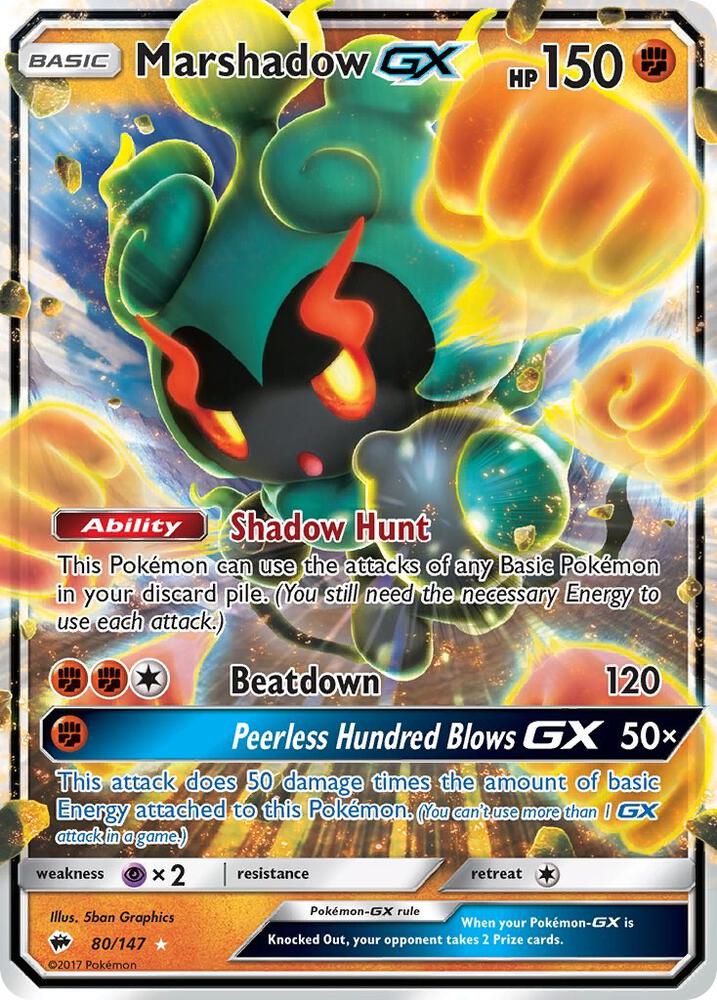 Marshadow GX - 080/147 (SM:BUS) Ultra Rare - Light Play Holofoil