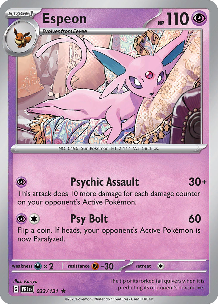 Espeon - 033/131 (PRE) Rare - Near Mint Holofoil