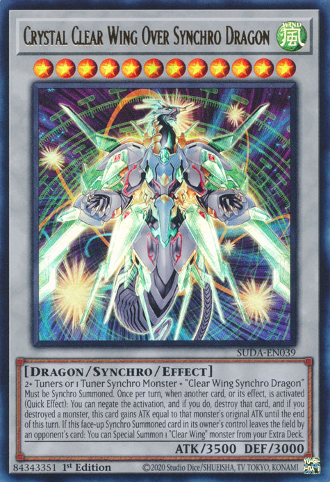 Crystal Clear Wing Over Synchro Dragon (SUDA-EN039) Ultra Rare - Near Mint 1st Edition