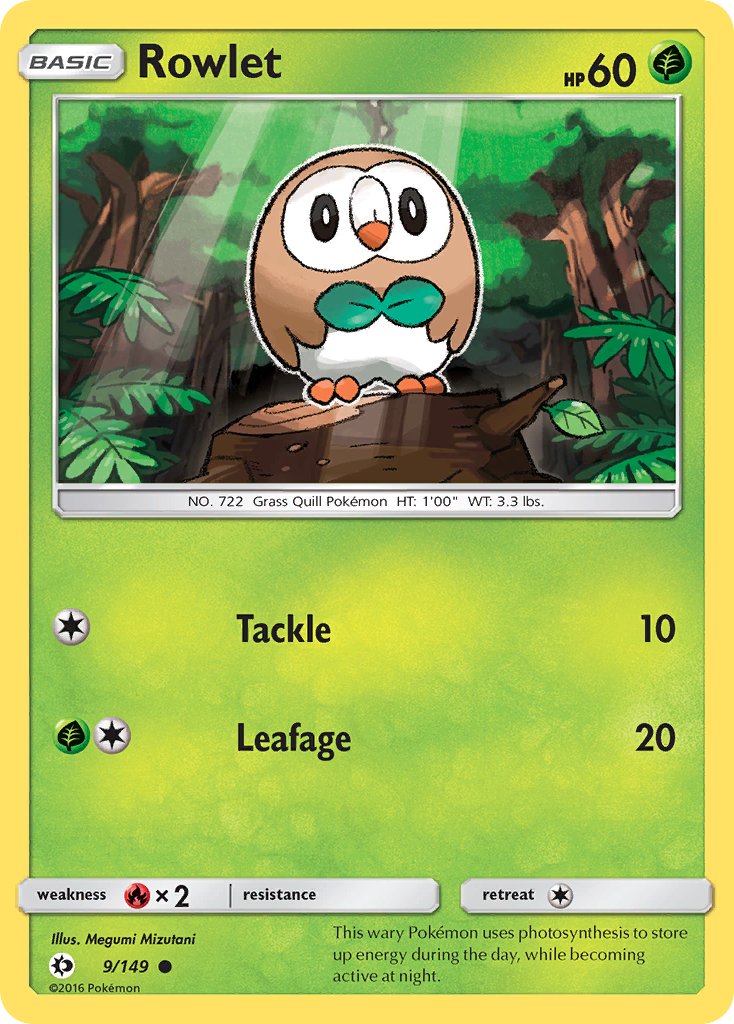 Rowlet - 009/149 (SM01) Common - Near Mint