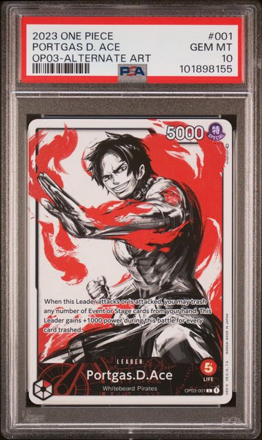 Portgas.D.Ace (OP03-001 L) Alternate Art (Graded - PSA 10)
