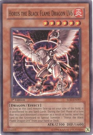 Horus the Black Flame Dragon LV6 (SOD-EN007) Super Rare - Near Mint