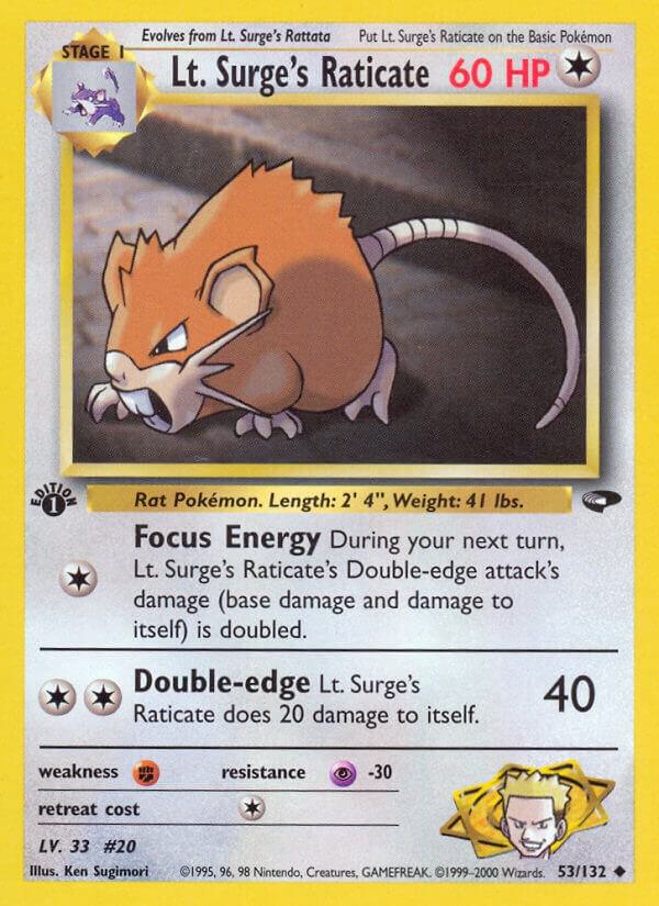 Lt. Surge's Raticate - 053/132 (G2) Common - Near Mint 1st Edition