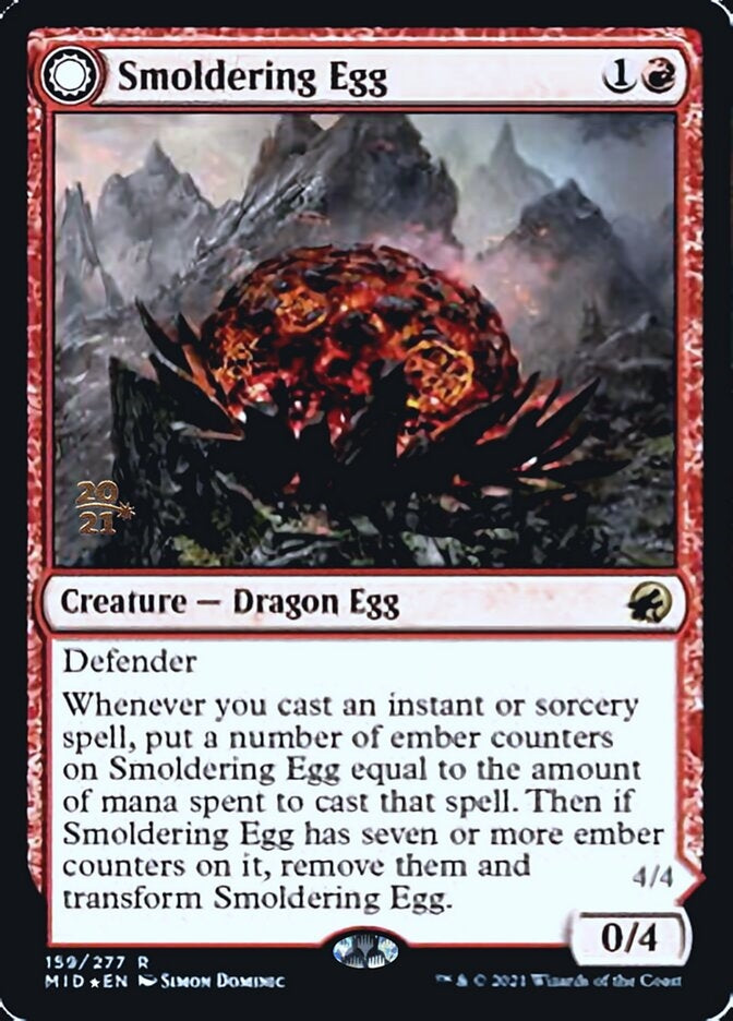 Smoldering Egg//Ashmouth Dragon (MID-R-PRE)