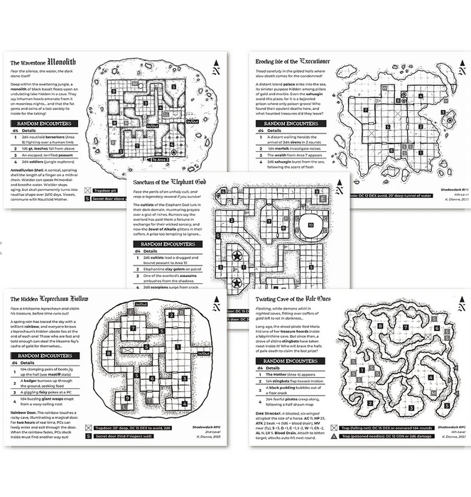 Shadowdark RPG - Five Mini-Adventure Cards