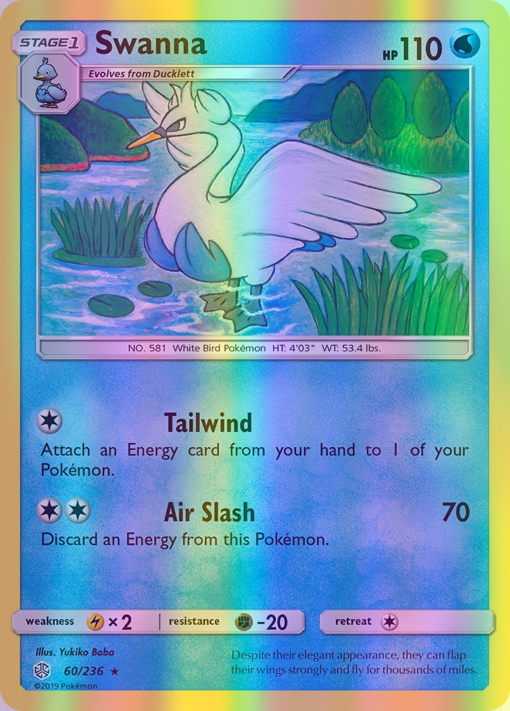 Swanna - 060/236 (CEC) Rare - Near Mint Reverse Holofoil