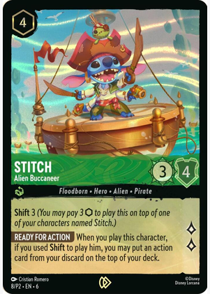 Stitch - Alien Buccaneer (Disney Lorcana Promo Cards 8/P2) Promo - Near Mint Cold Foil