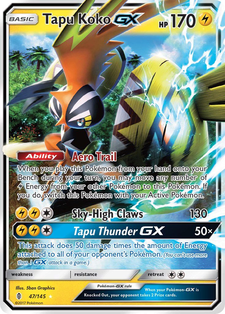 Tapu Koko GX - 047/145 (SM:GRI) Ultra Rare - Near Mint Holofoil