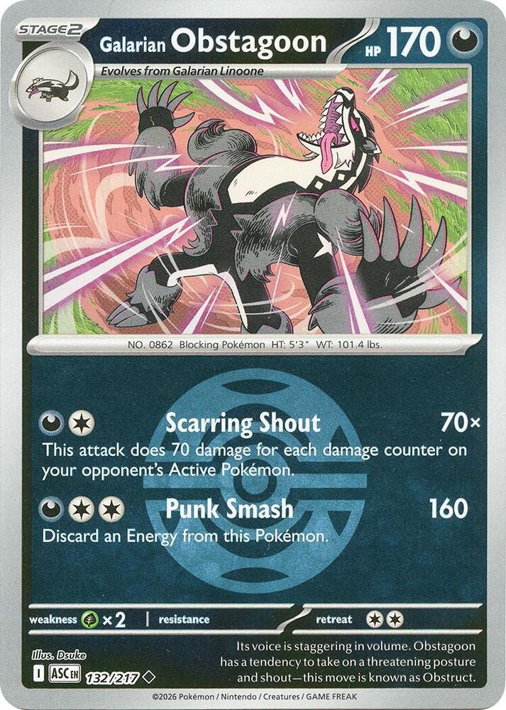Galarian Obstagoon (Dusk Ball) - 132/217 (ASC) Uncommon
