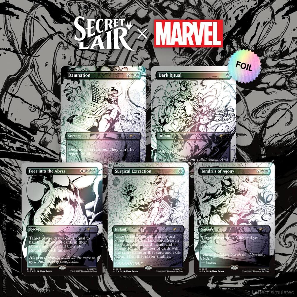 mtg venom card MTG: Secret Lair x Marvel's Spider-Man: Venom Unleashed Inks Foil Edit