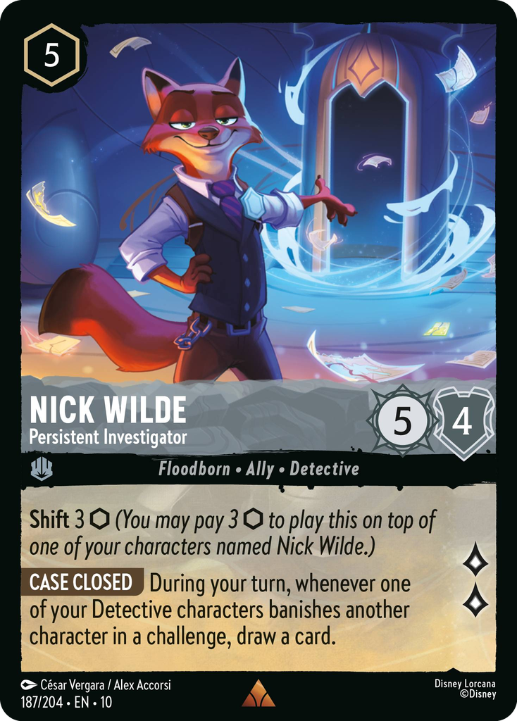 Nick Wilde - Persistent Investigator (187/204 - Whispers in the Well) Rare